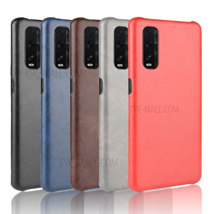 Litchi Skin Leather Coated PC Back Phone Shell for Oppo Find X2 - Black-5