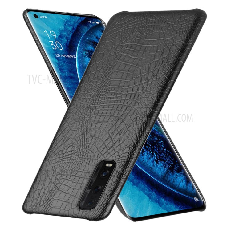 Crocodile Skin PU Leather + PC Case Shell for Oppo Find X2 - Black-2