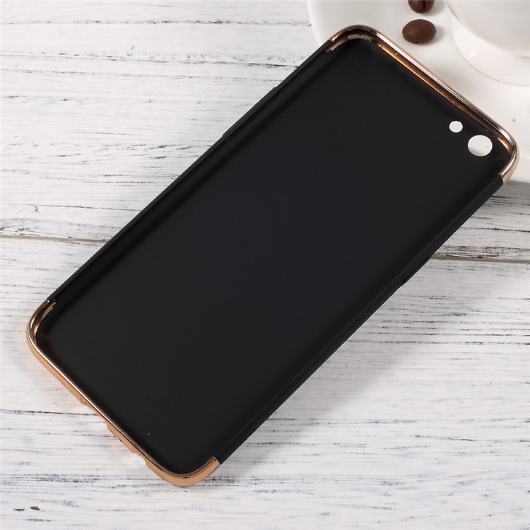 3-in-1 Rubberized Plastic Phone Case with Electroplated Frames for Oppo R9s - Black-2