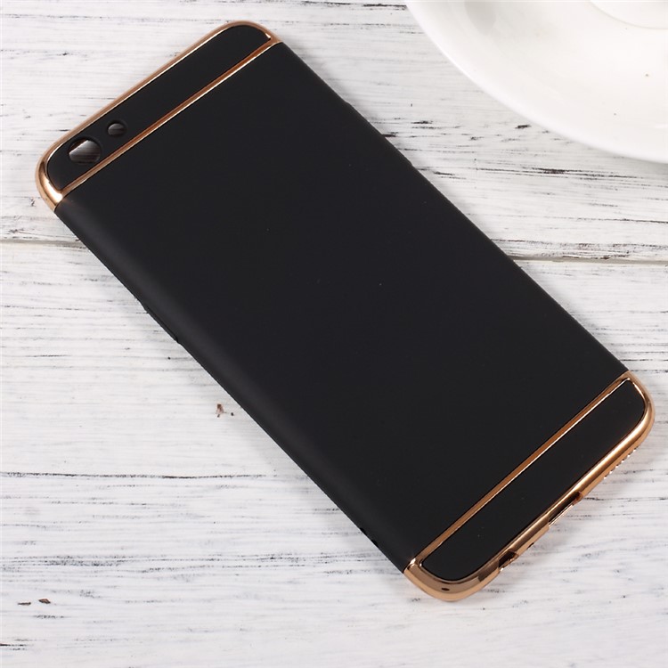 3-in-1 Rubberized Plastic Phone Case with Electroplated Frames for Oppo R9s - Black-3