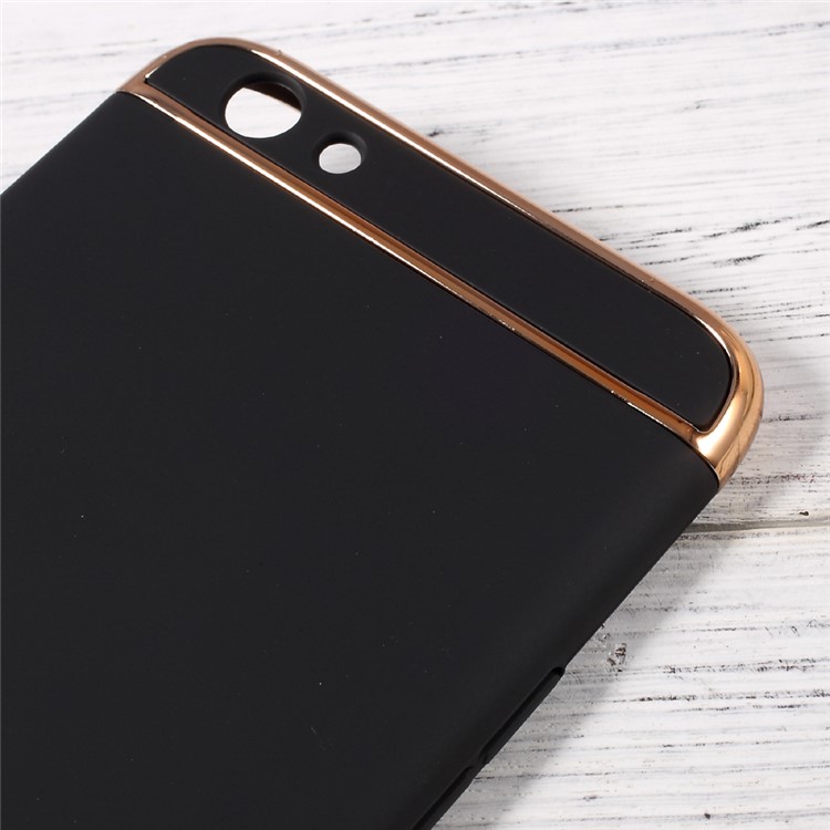 3-in-1 Rubberized Plastic Phone Case with Electroplated Frames for Oppo R9s - Black-4