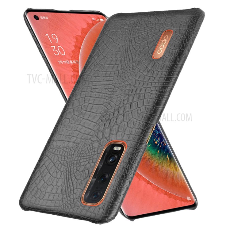 Crocodile Texture PU Leather Coated PC Cover for Oppo Find X2 Pro - Black-2