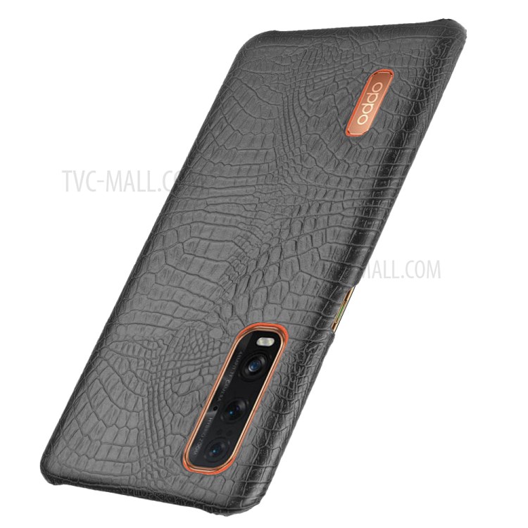 Crocodile Texture PU Leather Coated PC Cover for Oppo Find X2 Pro - Black-3