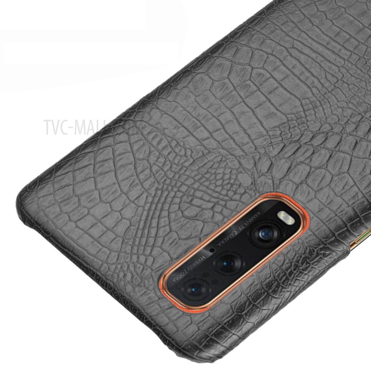 Crocodile Texture PU Leather Coated PC Cover for Oppo Find X2 Pro - Black-4