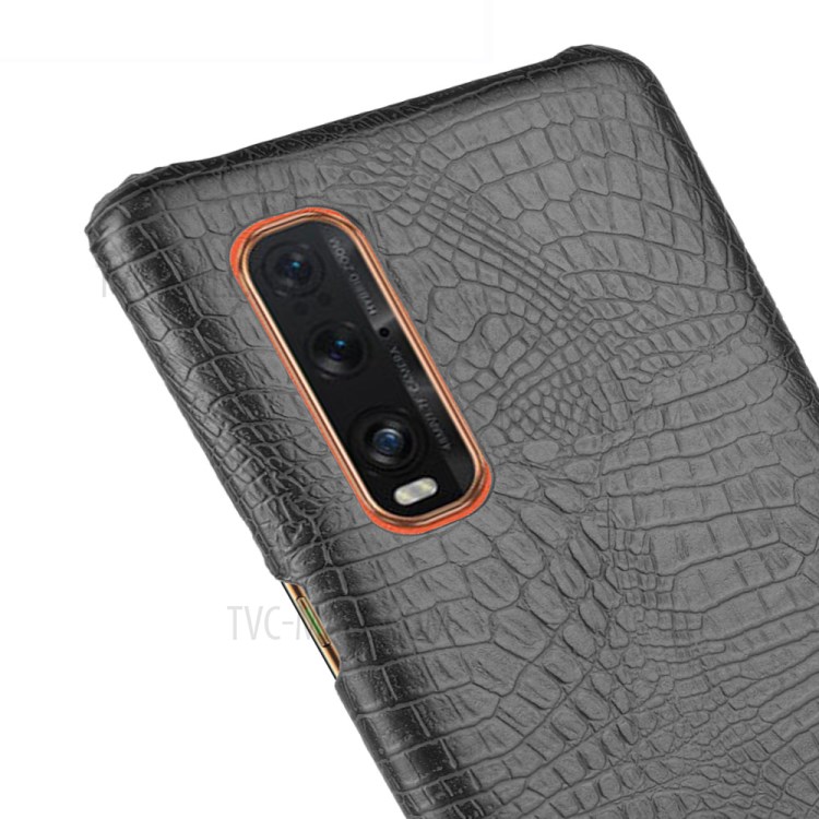 Crocodile Texture PU Leather Coated PC Cover for Oppo Find X2 Pro - Black-5