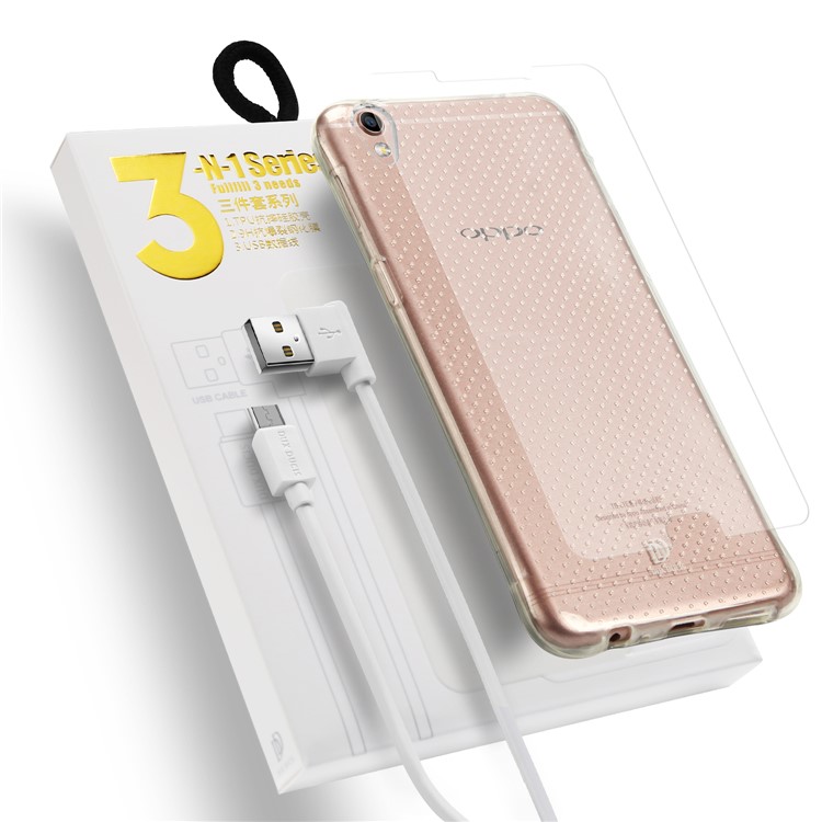 DUX DUCIS Skin Pro 3-in-1 Series for Oppo R9 Plus TPU Phone Cover + Tempered Glass Screen Guard + Micro USB Charge Cable-1