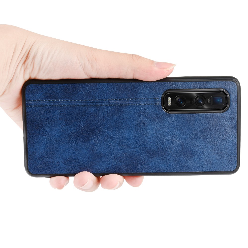 PU Leather Coated PC + TPU Hybrid Phone Protection Case for Oppo Find X2 Pro (Cerramic Back) - Blue-2