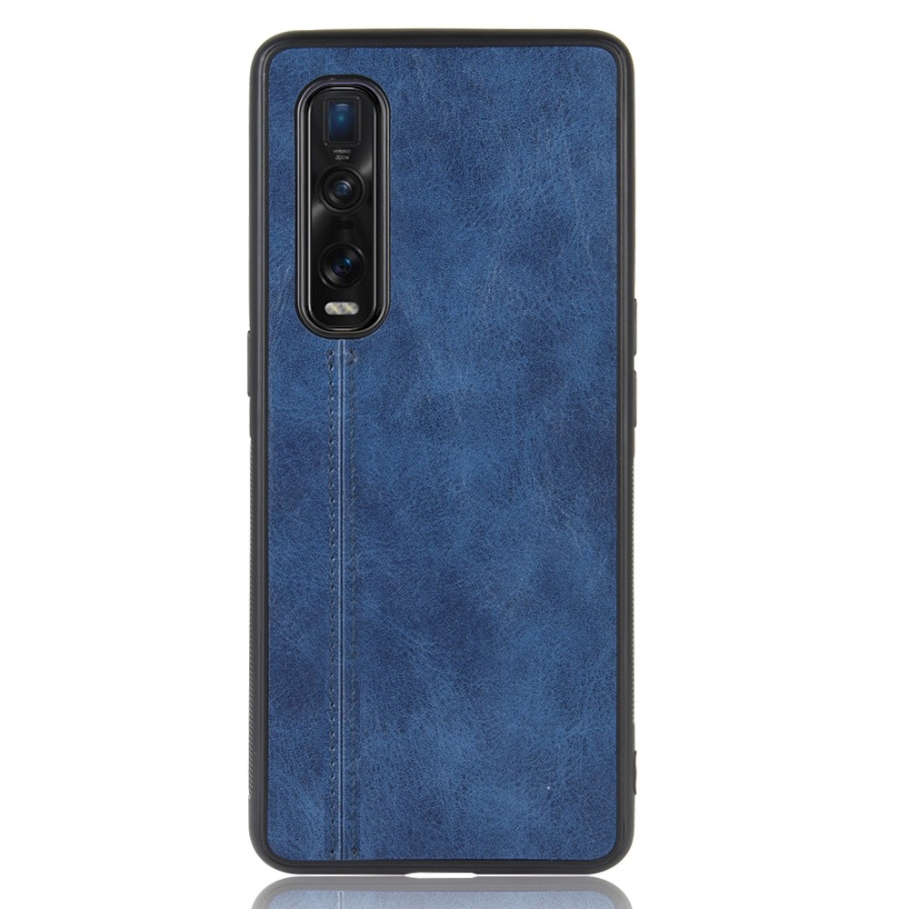 PU Leather Coated PC + TPU Hybrid Phone Protection Case for Oppo Find X2 Pro (Cerramic Back) - Blue-5