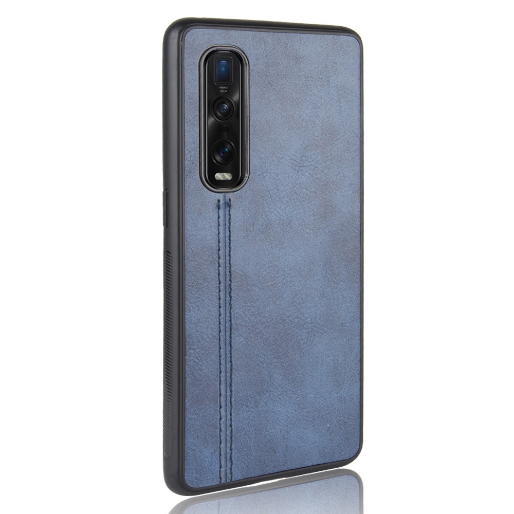 PU Leather Coated PC + TPU Hybrid Phone Protection Case for Oppo Find X2 Pro (Cerramic Back) - Blue-6