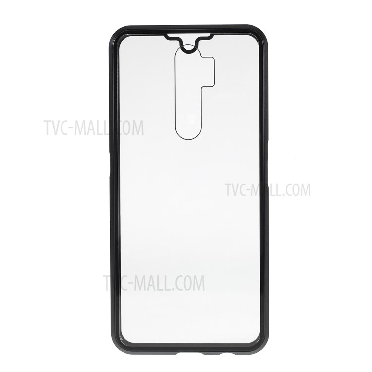 Detachable Metal Magnetic Frame + Glass Front Back Phone Case Shell for OPPO A9 (2020) - Black-3