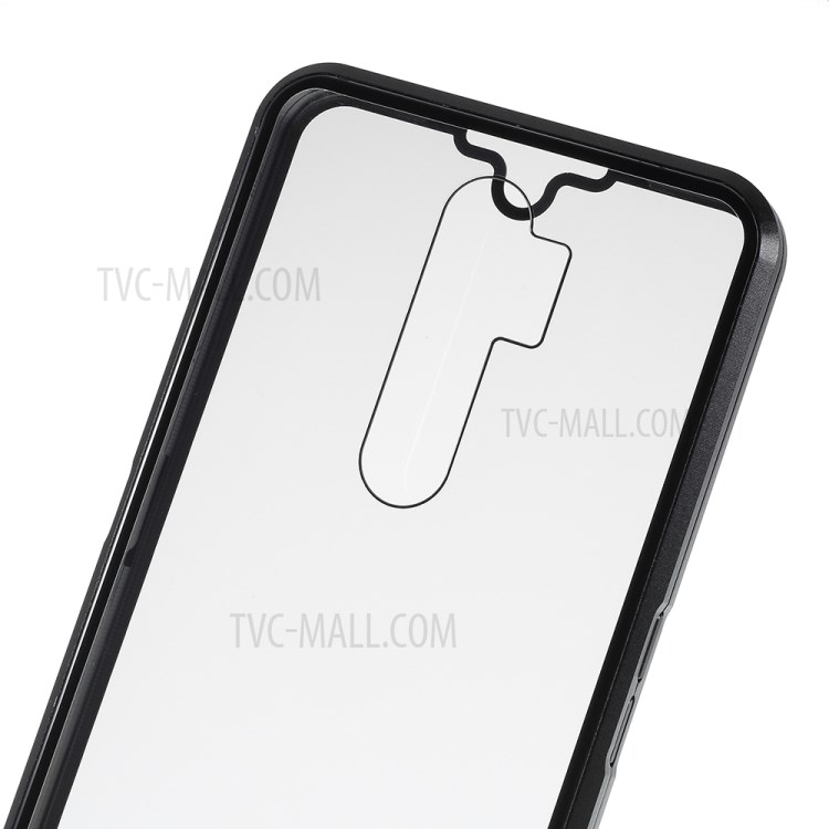 Detachable Metal Magnetic Frame + Glass Front Back Phone Case Shell for OPPO A9 (2020) - Black-4