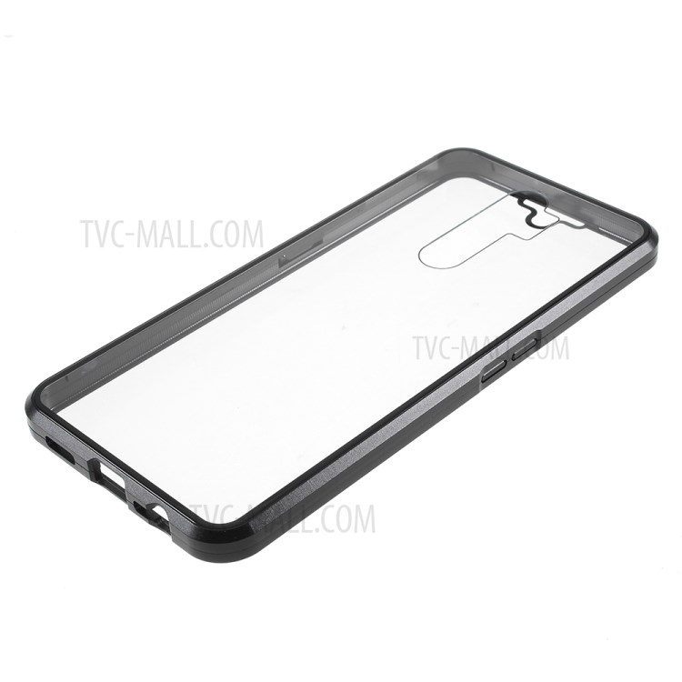 Detachable Metal Magnetic Frame + Glass Front Back Phone Case Shell for OPPO A9 (2020) - Black-5