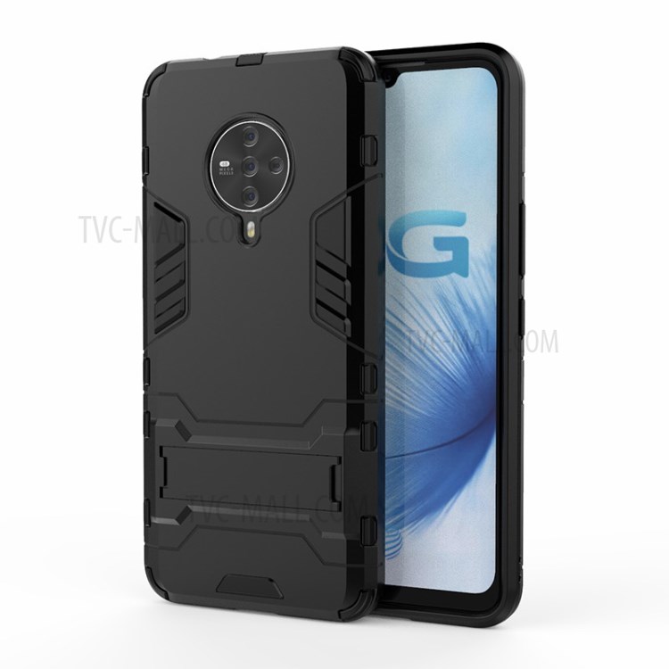 2-in-1 Hybrid PC + TPU Phone Case with Kickstand for Vivo S6 - Black-1