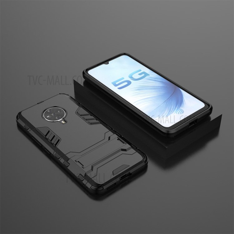 2-in-1 Hybrid PC + TPU Phone Case with Kickstand for Vivo S6 - Black-9