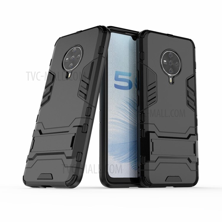 2-in-1 Hybrid PC + TPU Phone Case with Kickstand for Vivo S6 - Black-2