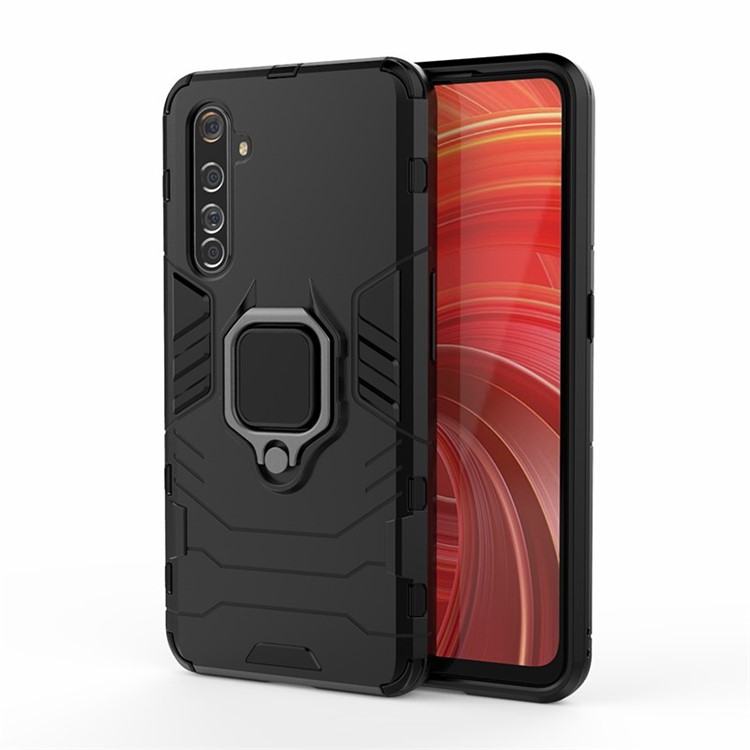 Ring Holder Kickstand PC + TPU Hybrid Phone Shell for Realme X50 Pro 5G - Black-1