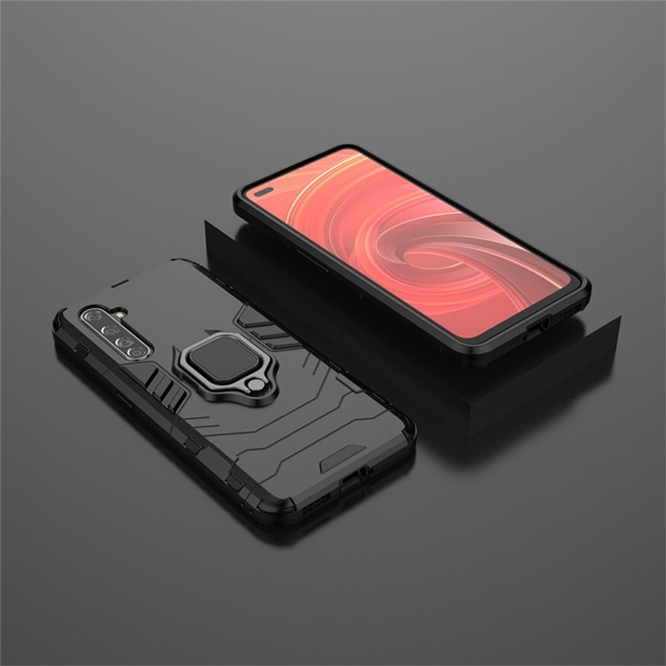 Ring Holder Kickstand PC + TPU Hybrid Phone Shell for Realme X50 Pro 5G - Black-9