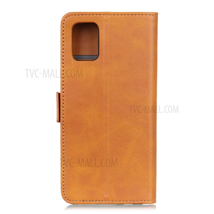 Magnetic Double Clasp Leather Wallet Stand Case for OPPO A52 - Brown-2