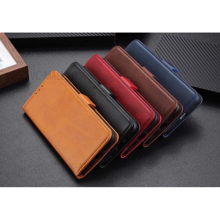Magnetic Double Clasp Leather Wallet Stand Case for OPPO A52 - Brown-9
