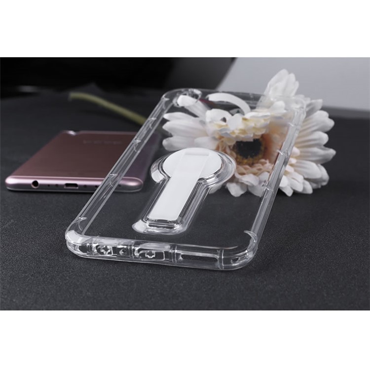 BOW Shock Absorption Clear Soft TPU Case with ABS Kickstand for Oppo R9 Plus - White-12