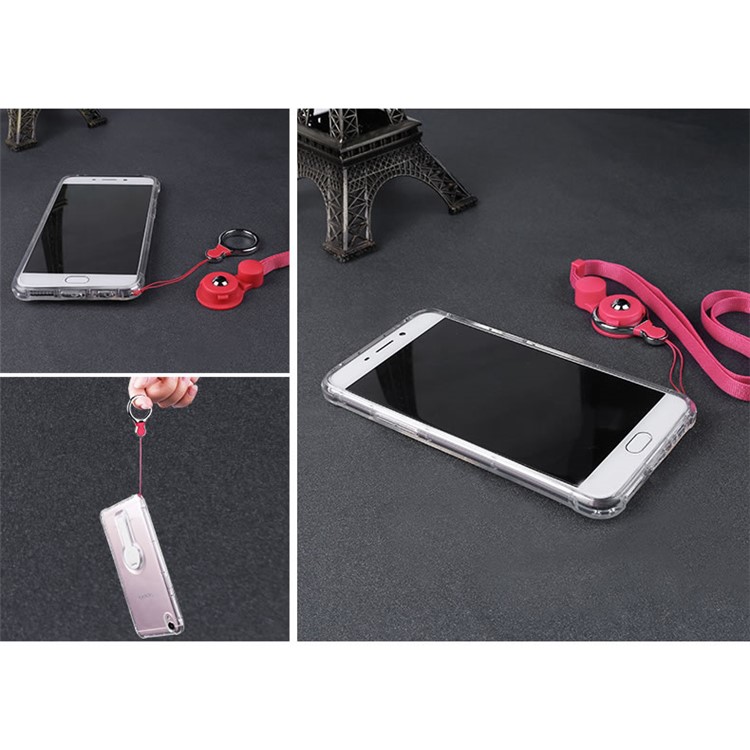 BOW Shock Absorption Clear Soft TPU Case with ABS Kickstand for Oppo R9 Plus - White-13