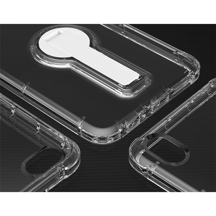 BOW Shock Absorption Clear Soft TPU Case with ABS Kickstand for Oppo R9 Plus - White-6