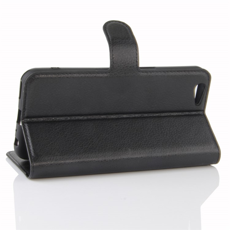 Lychee Skin Wallet Leather Stand Case for OPPO A57 A57m - Black-5