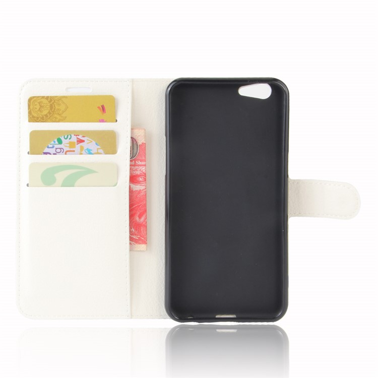 Lychee Skin Wallet Leather Stand Cover for OPPO A57 A57m - White-3