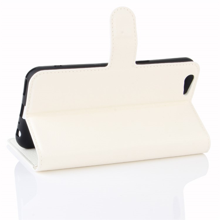 Lychee Skin Wallet Leather Stand Cover for OPPO A57 A57m - White-5