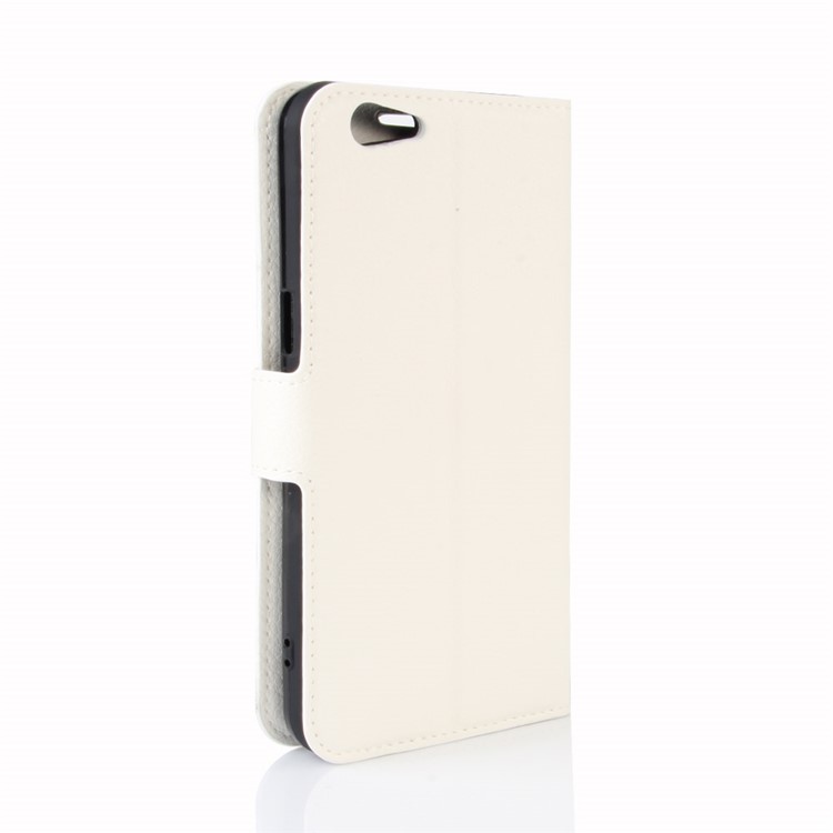 Lychee Skin Wallet Leather Stand Cover for OPPO A57 A57m - White-6