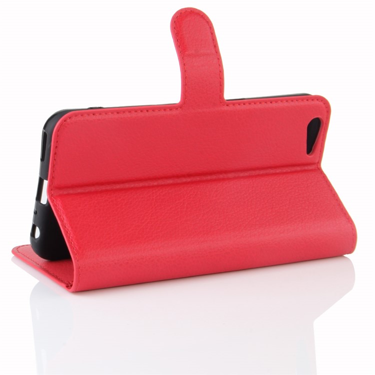 Lychee Skin Wallet Leather Magnetic Case for OPPO A57 A57m - Red-5