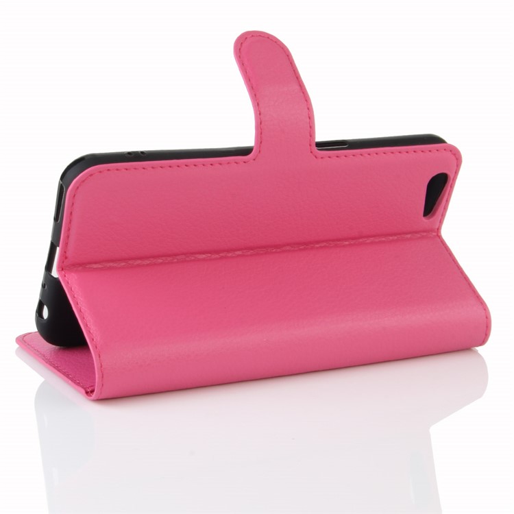 Lychee Skin Magnetic Leather Stand Case for OPPO A57 A57m - Rose-5