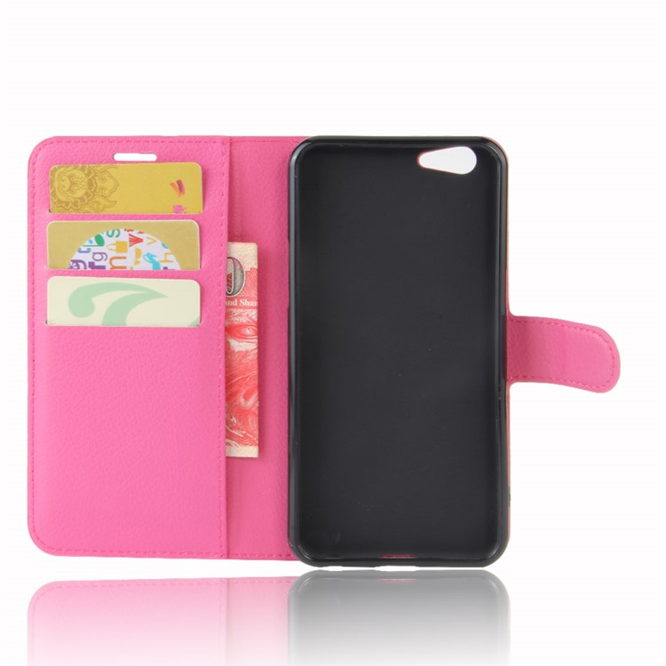 Lychee Skin Magnetic Leather Stand Case for OPPO A57 A57m - Rose-6