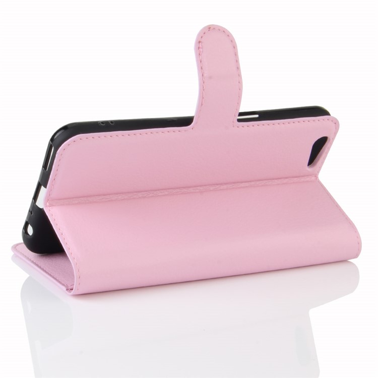Lychee Skin Magnetic Leather Stand Cover for OPPO A57 A57m - Pink-5