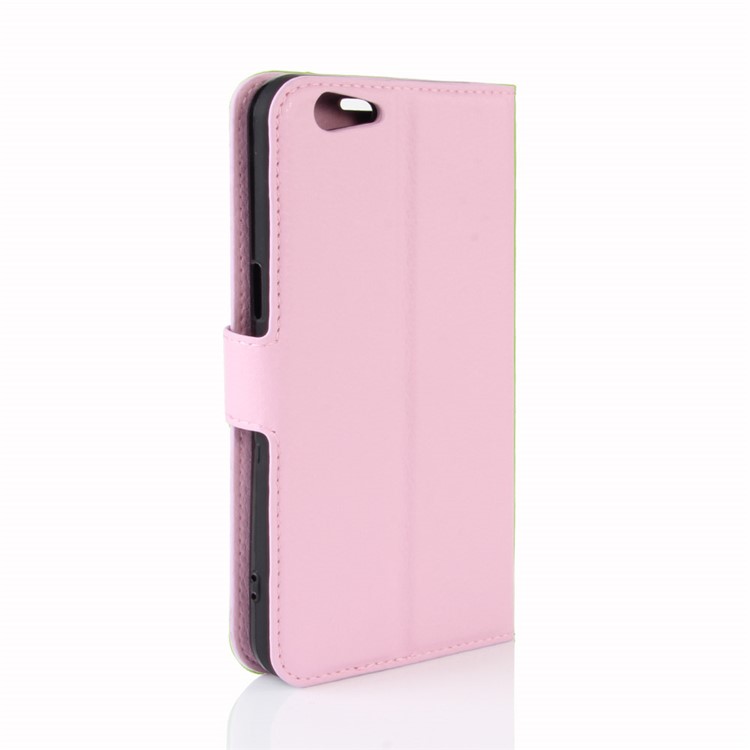 Lychee Skin Magnetic Leather Stand Cover for OPPO A57 A57m - Pink-6