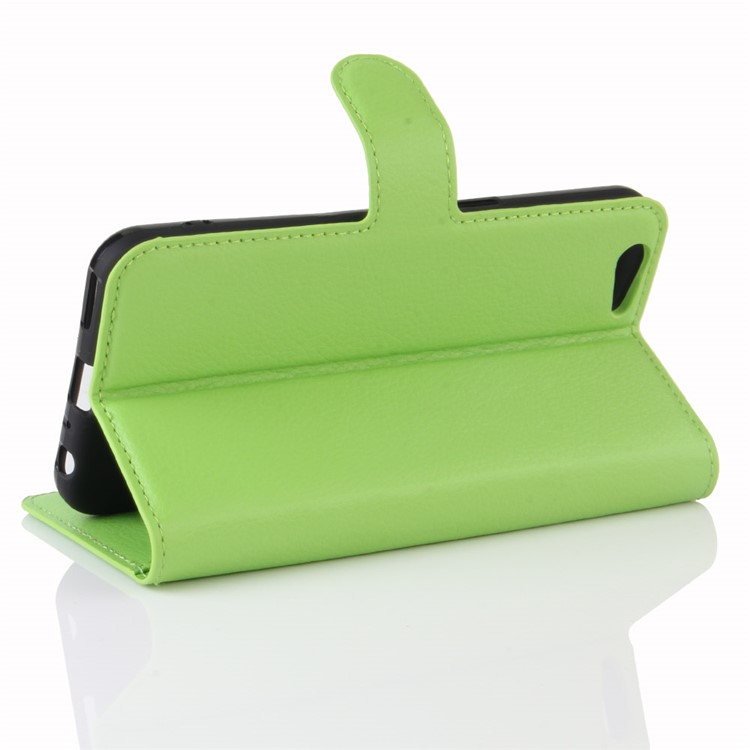 Lychee Skin Wallet Leather Cell Phone Case for OPPO A57 A57m - Green-5