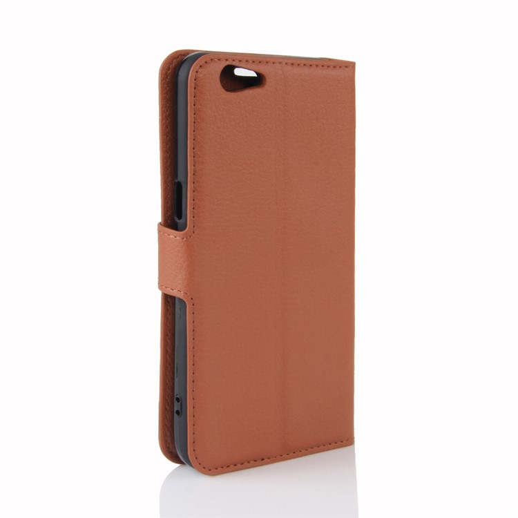 Lychee Skin Wallet Leather Case with Stand for OPPO A57 A57m - Brown-6