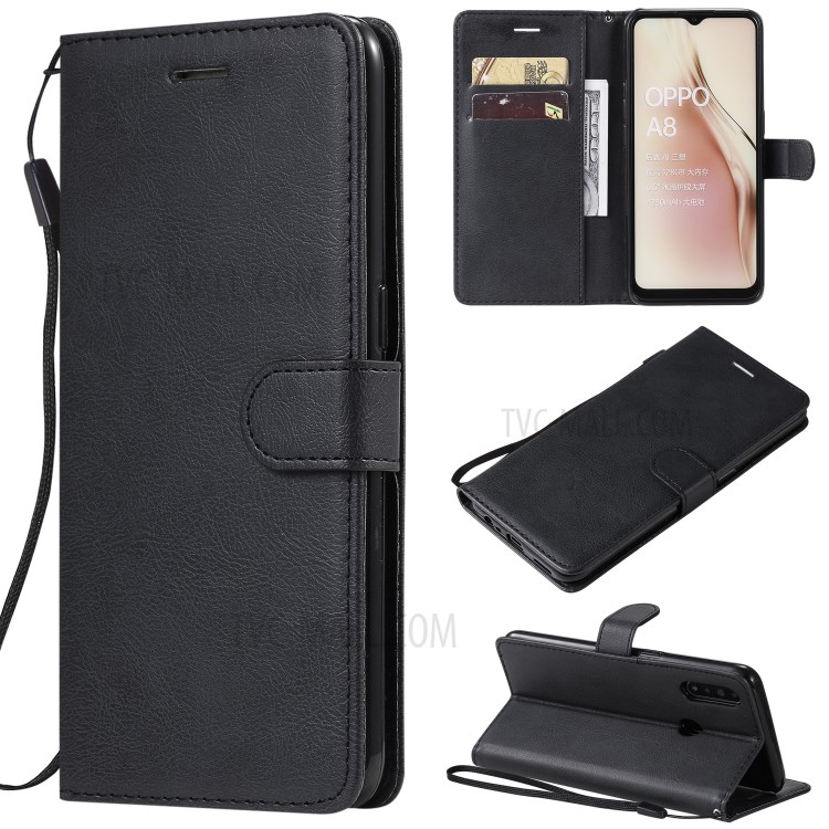 Wallet Leather Stand Case for OPPO A8/A31(2020) - Black-1