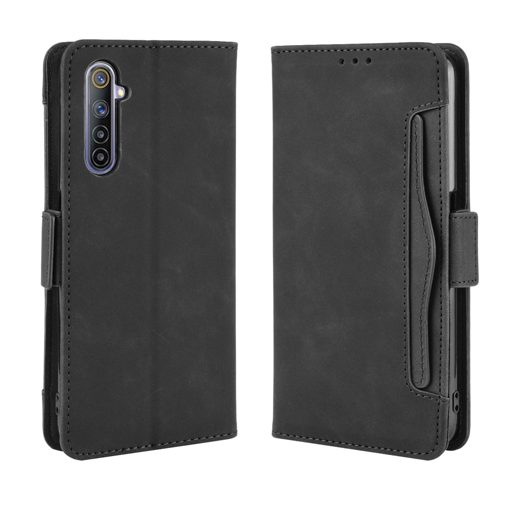 Multiple Card Slots Leather with Wallet Stand Shell for Realme 6 - Black-7