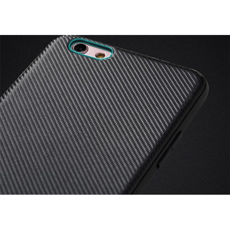 For OPPO R9s Plus ROCK Origin Series PU Leather Coated Texture Carbon Fiber PC TPU Hybrid Case - Black-3