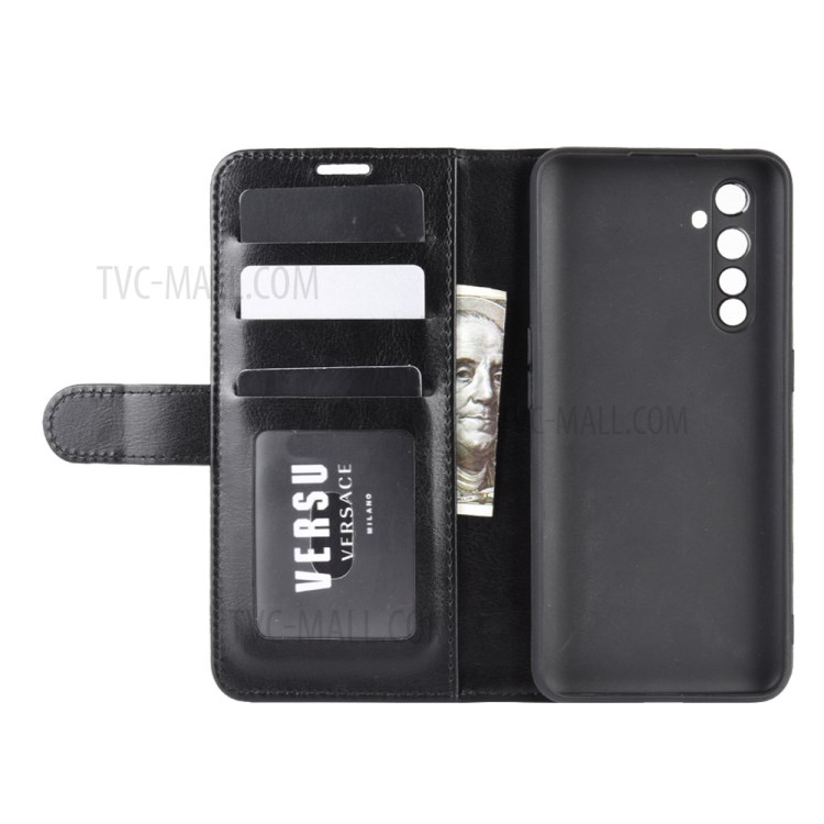 Crazy Horse Skin with Wallet Leather Stand Case for Realme X50 Pro 5G - Black-5