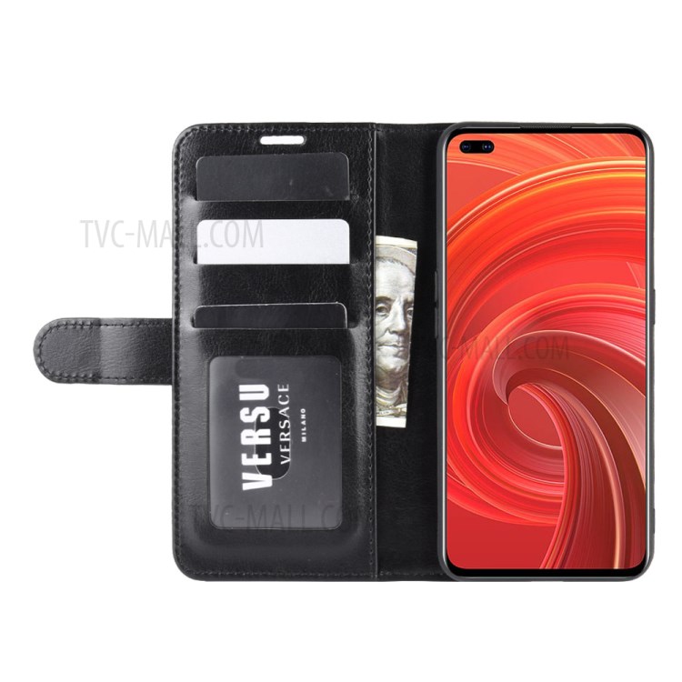 Crazy Horse Skin with Wallet Leather Stand Case for Realme X50 Pro 5G - Black-6