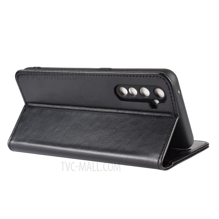 Crazy Horse Skin with Wallet Leather Stand Case for Realme X50 Pro 5G - Black-7