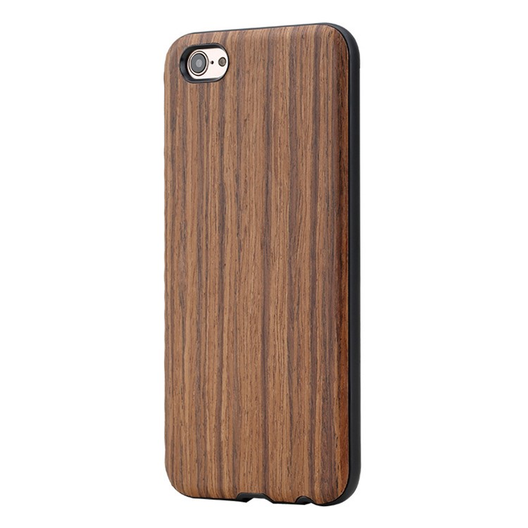 ROCK Origin Series PU Leather Coated Wood Texture PC TPU Hybrid Case for Oppo R9s Plus - Brown-1