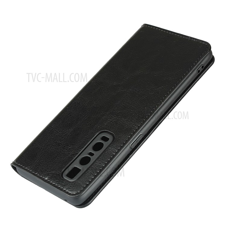 Crazy Horse Genuine Leather Wallet Stand Case for OPPO Find X2 Pro - Black-6