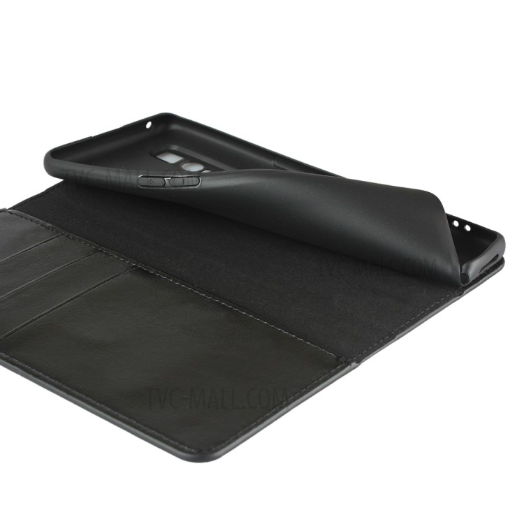 Crazy Horse Genuine Leather Wallet Stand Case for OPPO Find X2 Pro - Black-7