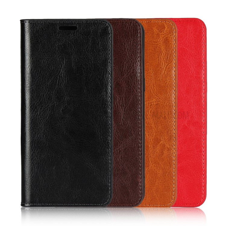 Crazy Horse Genuine Leather Wallet Stand Case for OPPO Find X2 Pro - Black-8