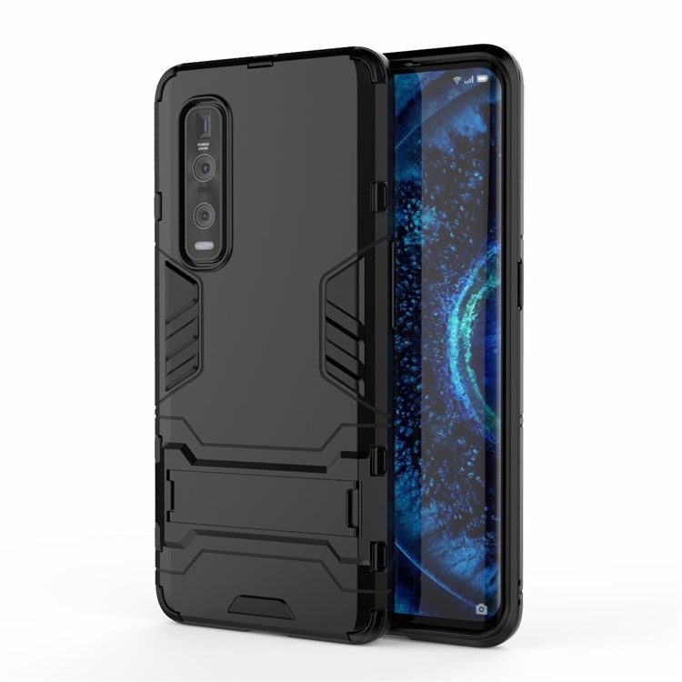 2-in-1 Plastic + TPU Hybrid Shell with Kickstand for Oppo Find X2 Pro - Black-2