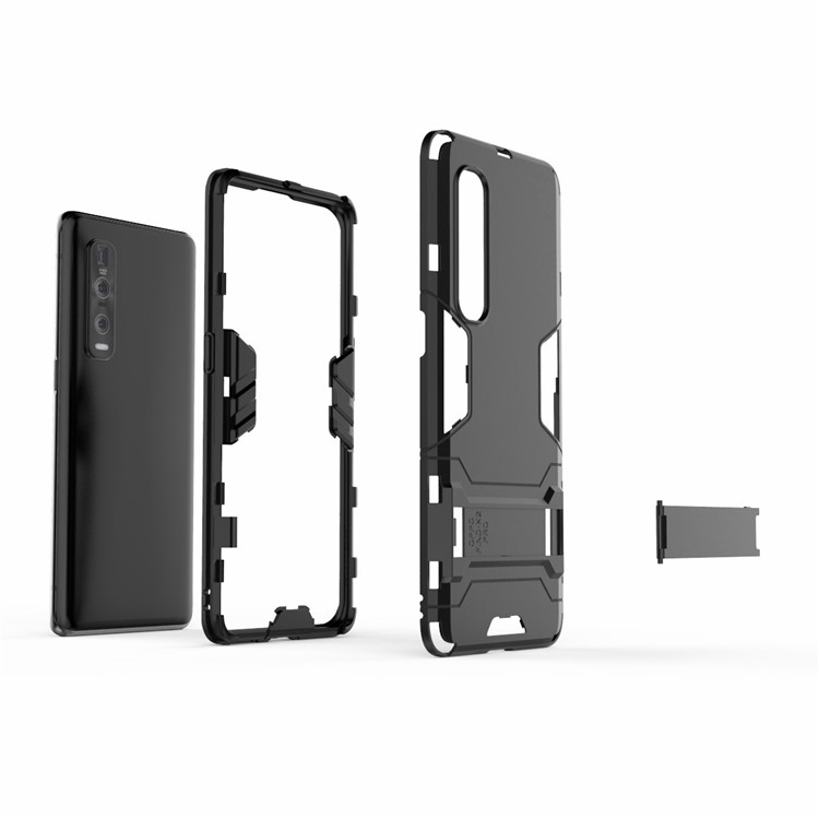 2-in-1 Plastic + TPU Hybrid Shell with Kickstand for Oppo Find X2 Pro - Black-3