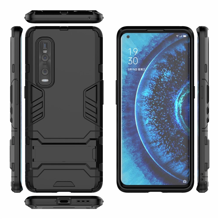 2-in-1 Plastic + TPU Hybrid Shell with Kickstand for Oppo Find X2 Pro - Black-6